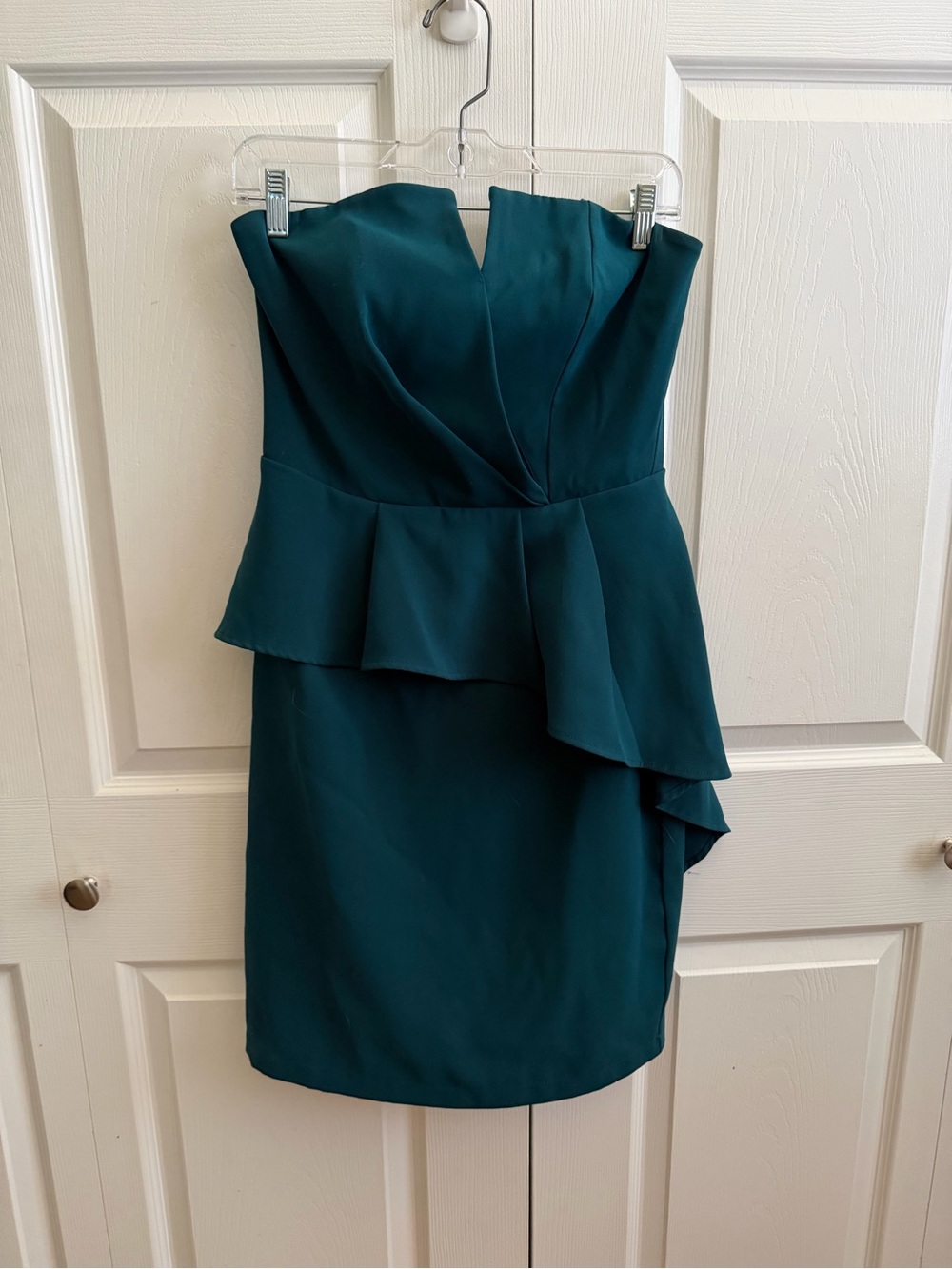 Adelyn Rae Teal Strapless Peplum Cocktail Dress